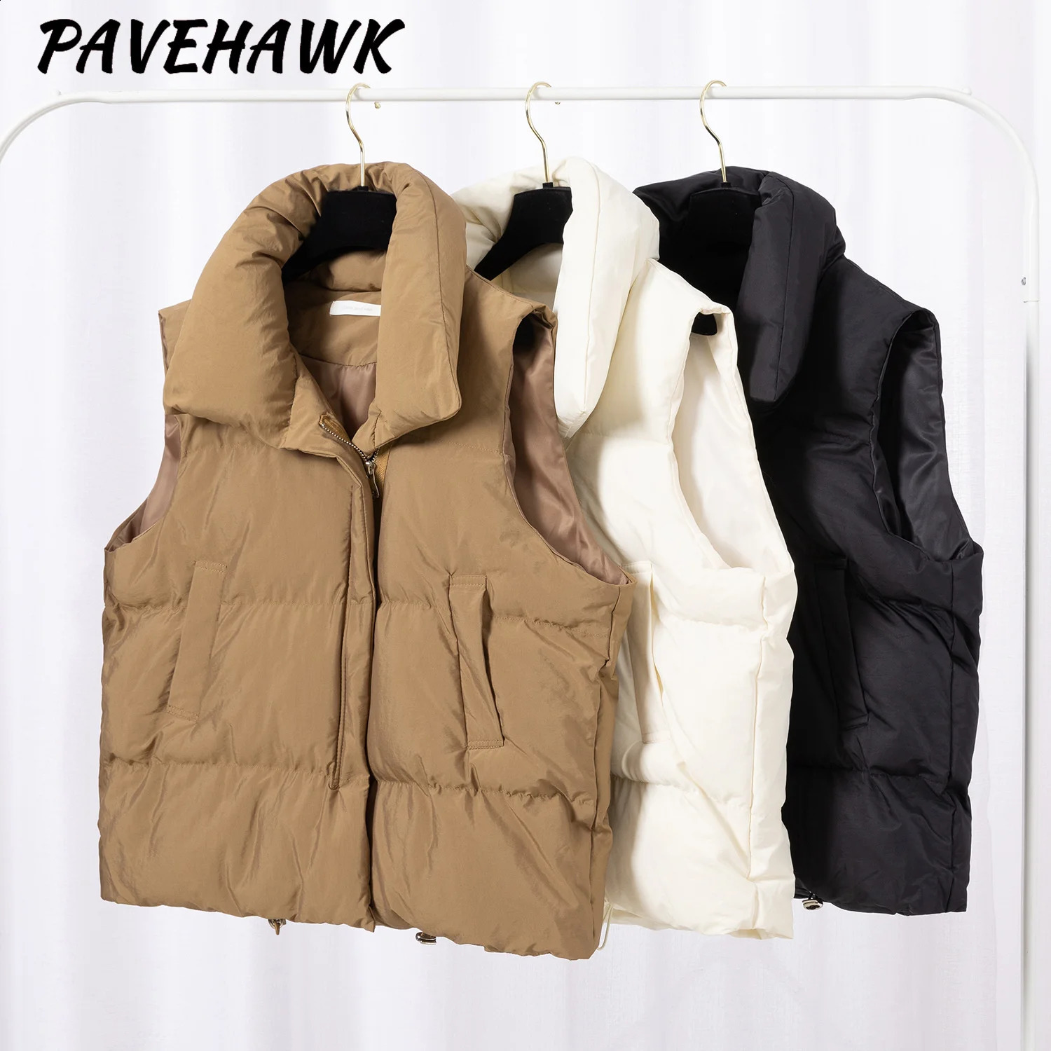 Womens standing collar sleeveless vest thick autumn and winter casual streetwear loose jacket windproof short waist coat 240819