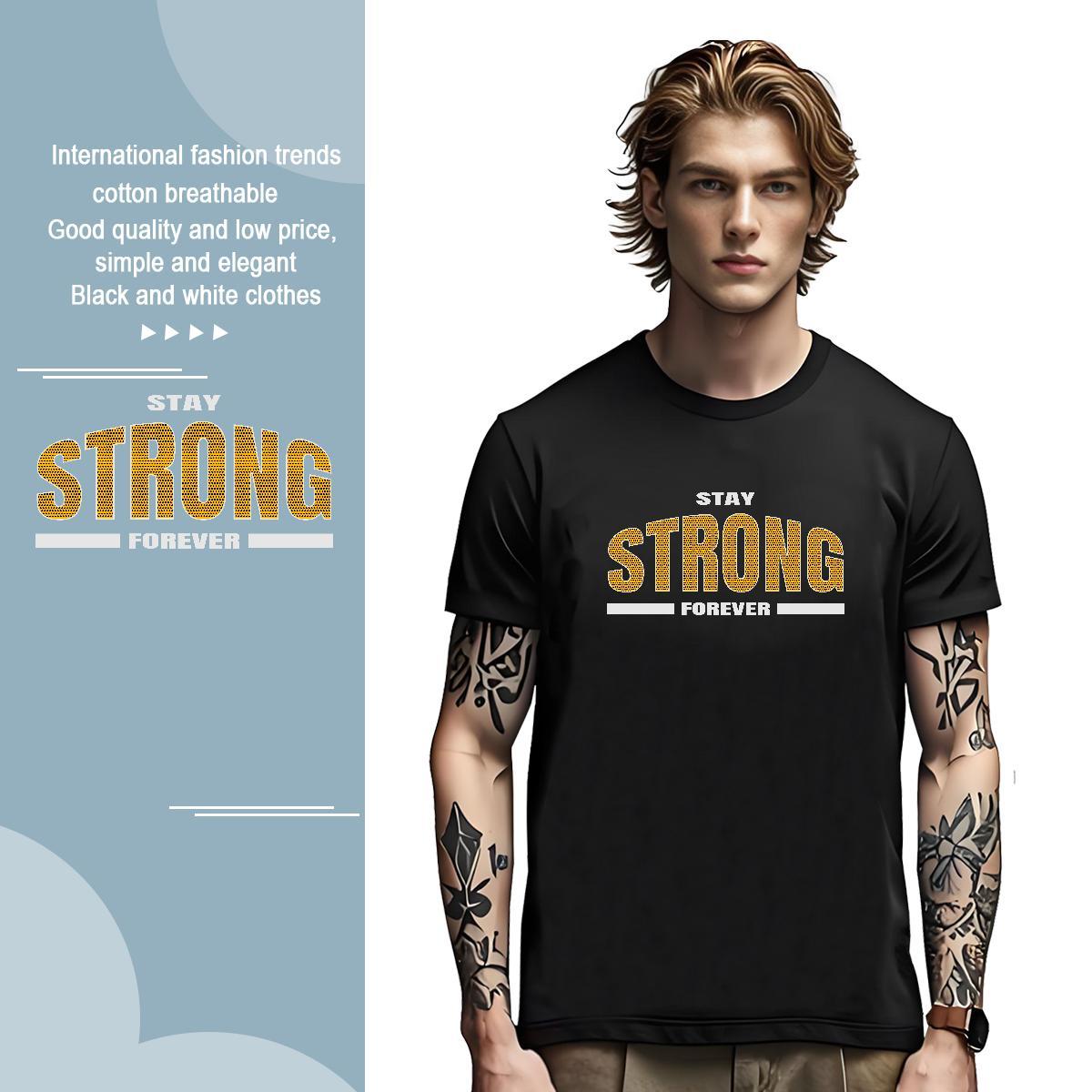 Unisex strong T Shirt For Man Street Casual Men Clothes T-Shirt 100% Cotton 230g Custom Breathable Crew Neck Custom Printing Tops Shirt