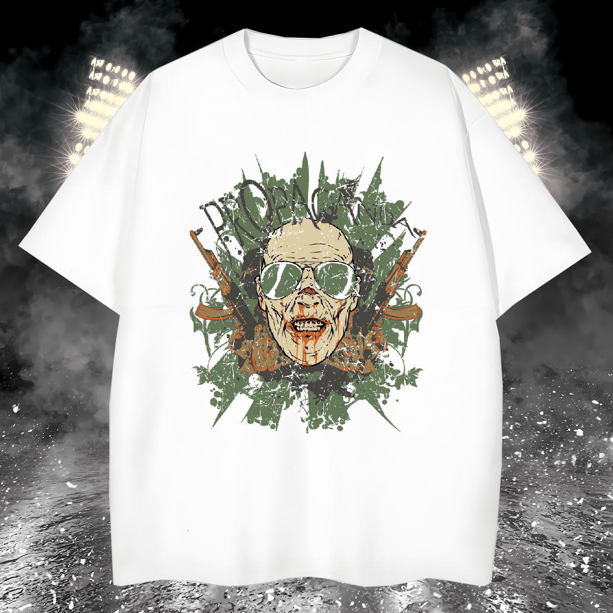 Designer T-Shirts for Men long-barrelled gun Breathable Soft Summer Casual Anime Print 230g Cotton Men Clothes T-Shirt Designer Fashion Wear