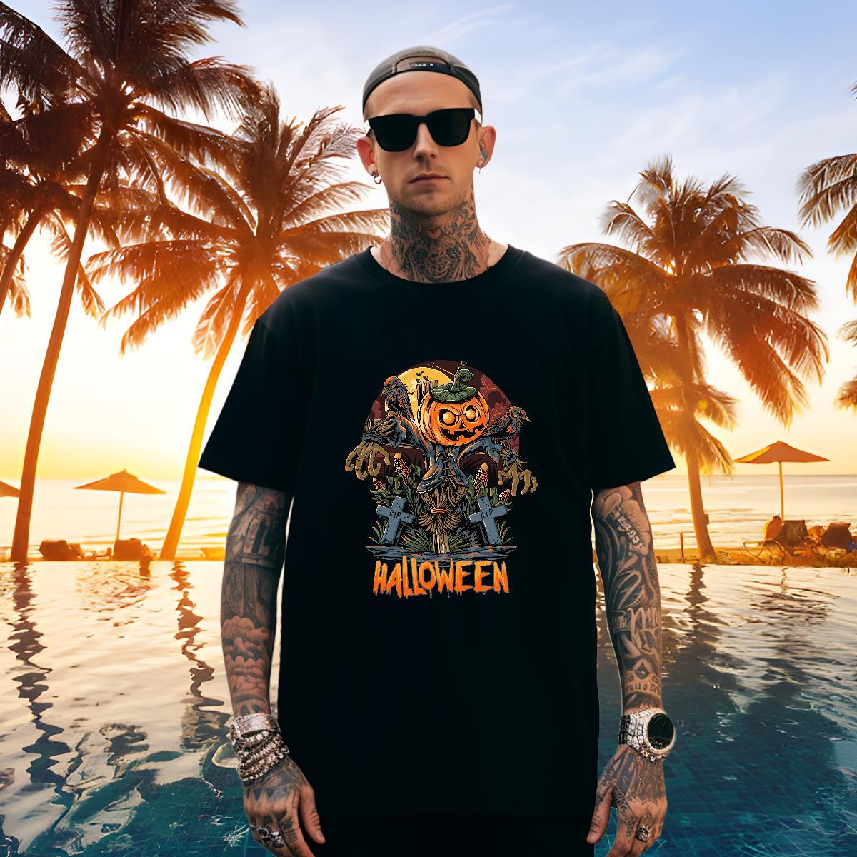 Cool T-Shirts halloween Breathable Home Outdoor Black White 230g Pure Cotton Men Clothes T-Shirt Designer Wear