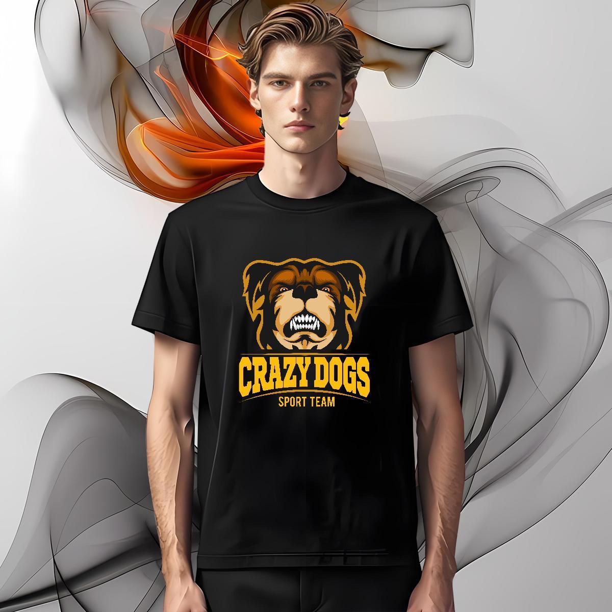 Brand Men T Shirts crazy dog Breathable Crew Neck Street wear Hip Hop Oversized 4XL 230g Pure Cotton Men Tshirts Wholesale Tees Shirts