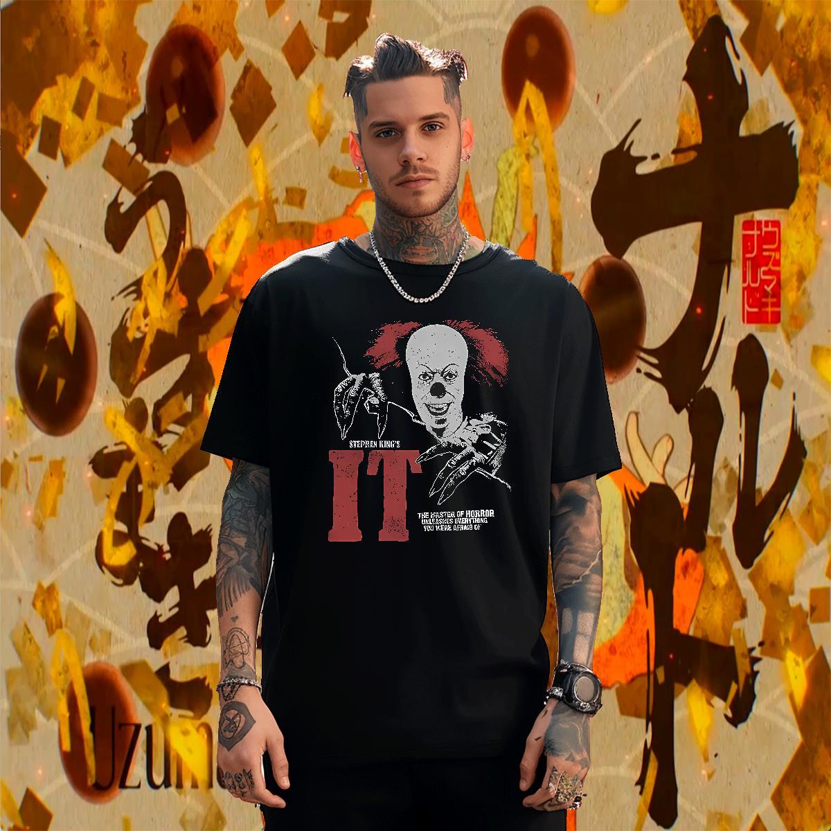 Fashion New scary Men Tops Tees 230g 100% Cotton T Shirts Men Oversized Street Wear Pure Cotton Soft Polos