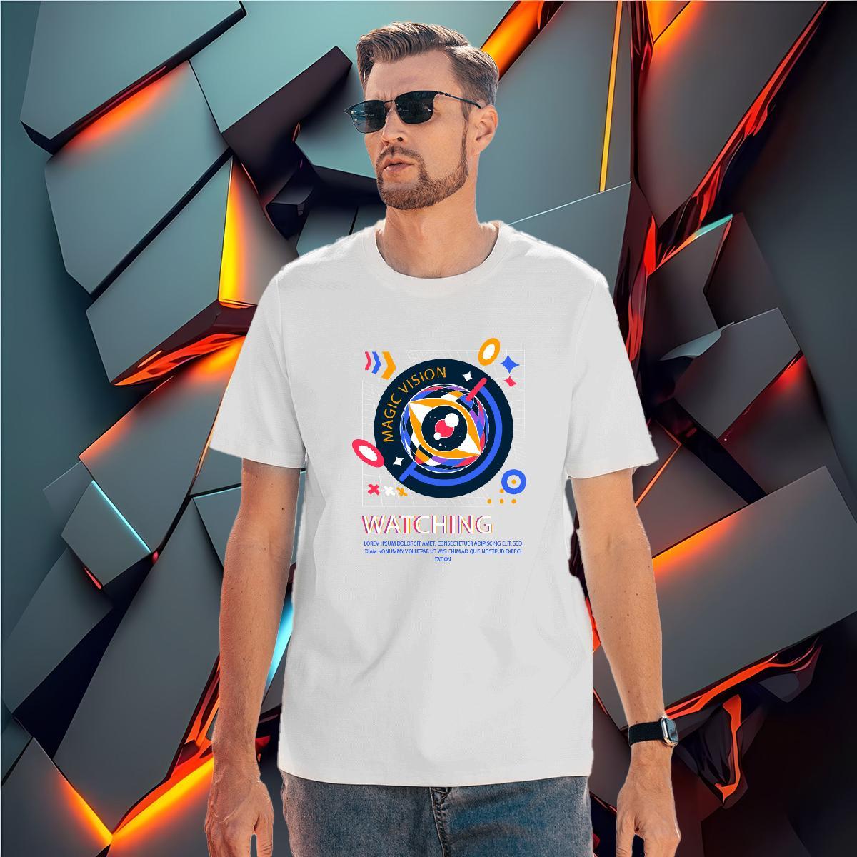 Soft watching 100% Cotton 230g Men Clothes T-Shirt Spring Summer Short Sleeve O-Neck Mens T Shirts Brand DIY Logo Oversized Clothings