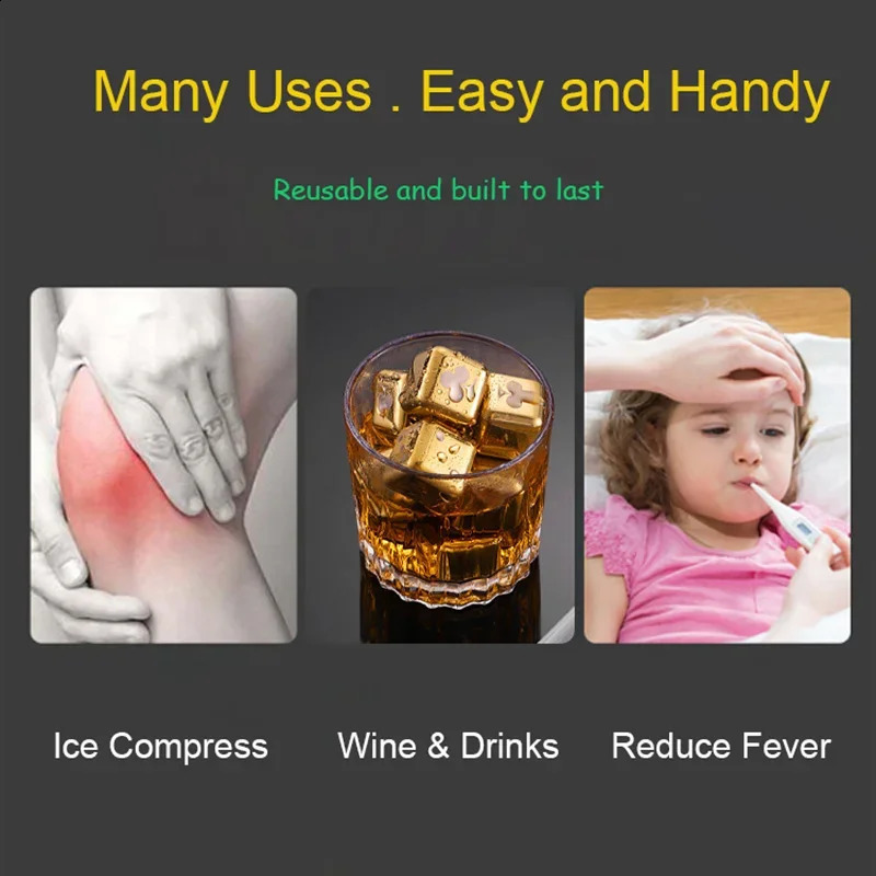Reusable Whiskey Stone Stainless Steel Ice Block Rapid Freezing Wine Cooler Food Grade Metal Particle Beer Bar Accessories 240819