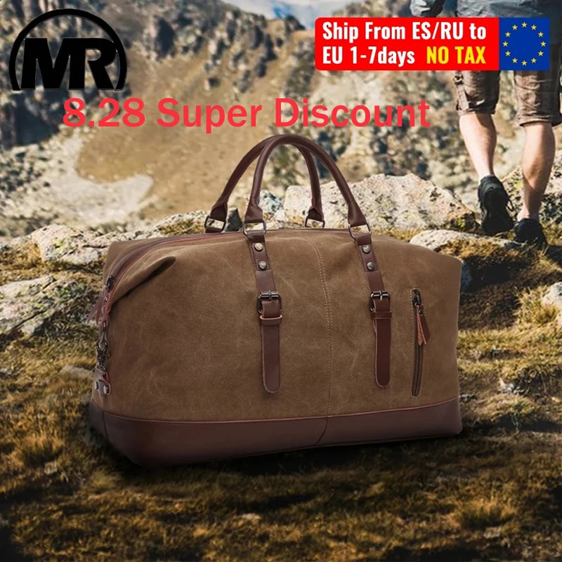 MARKROYAL Canvas Leather Men Travel Bags Carry On Luggage Bag Men Duffel Bag Handbag Travel Tote Large Weekend Bag Drop 240819