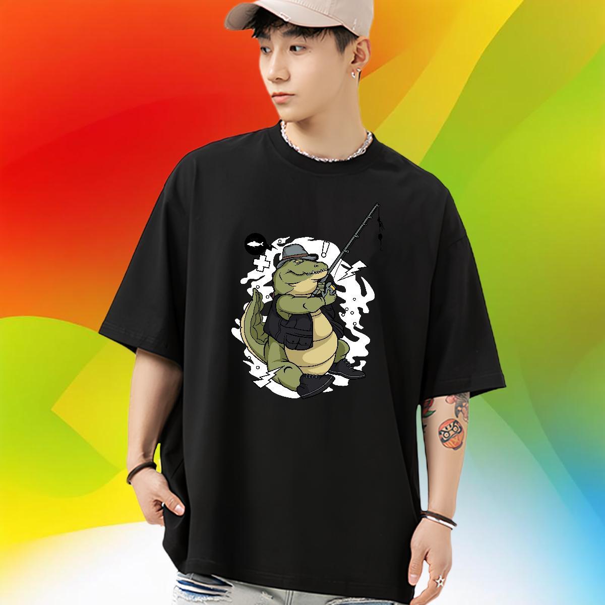 New Designer Men Clothes T-Shirt fishing Home Outdoor 230g Cotton Tshirts Breathable Crew Neck Soft T Shirt For Man Skull