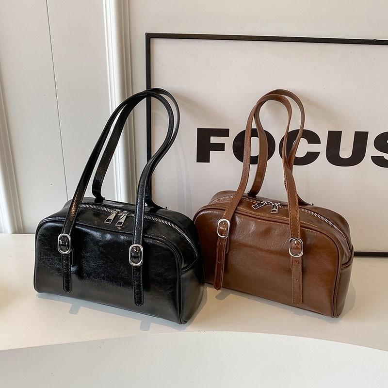 Womans Boston Shoulder Crossbody Bag Monochrome Fashion Handbag with Adjustable Straps armpit for Work Shopping Travel 240819