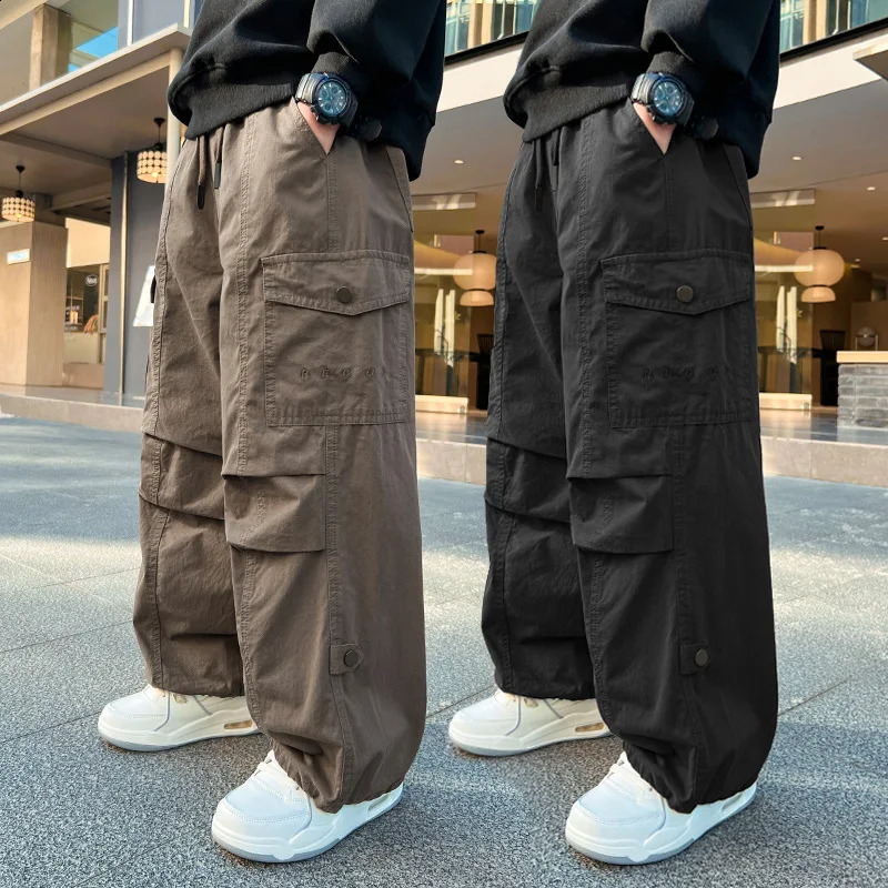 Teen Boys Cargo Pants Loose Casual Fashion Children Trousers Pockets n Trendy Cool Streetwear Kids 6 8 10 12 14 Year 240812