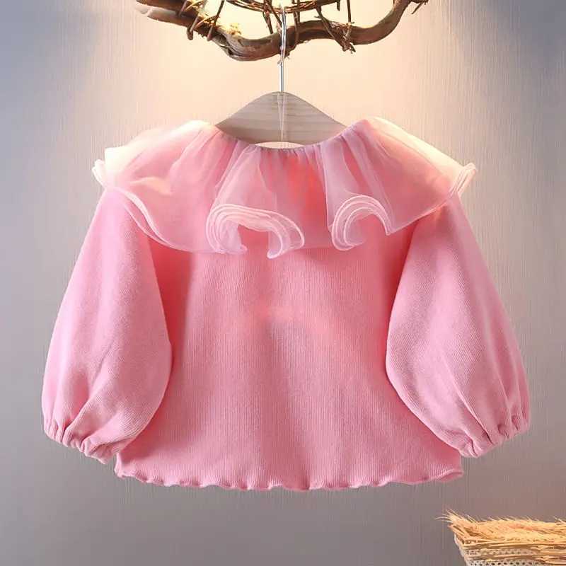 Girls Cardigan Jackets 2022 Fall Winter New Baby Cute Sweet Girls Clothing Kids Children Top Lace Lapel Jacket For Girls AutumnXJ240819