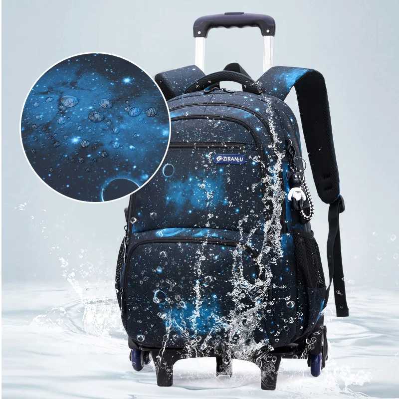 Children School bag with wheels school backpack On wheels School Trolley backpacks bags for boys wheeled School Rolling backpack Y240820