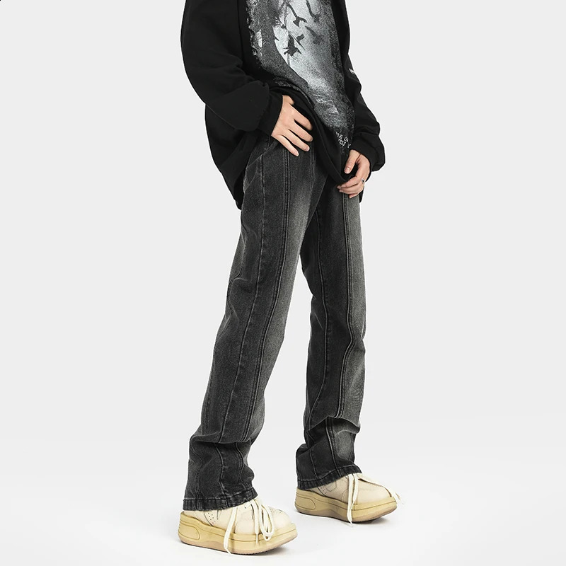 LAPPSTER Y2k Streetwear Stacked Jeans Pants Color Block Korean Fashions Chic Jeans Harajuku Hip Hop Black Low Rise Denim Pants 240819