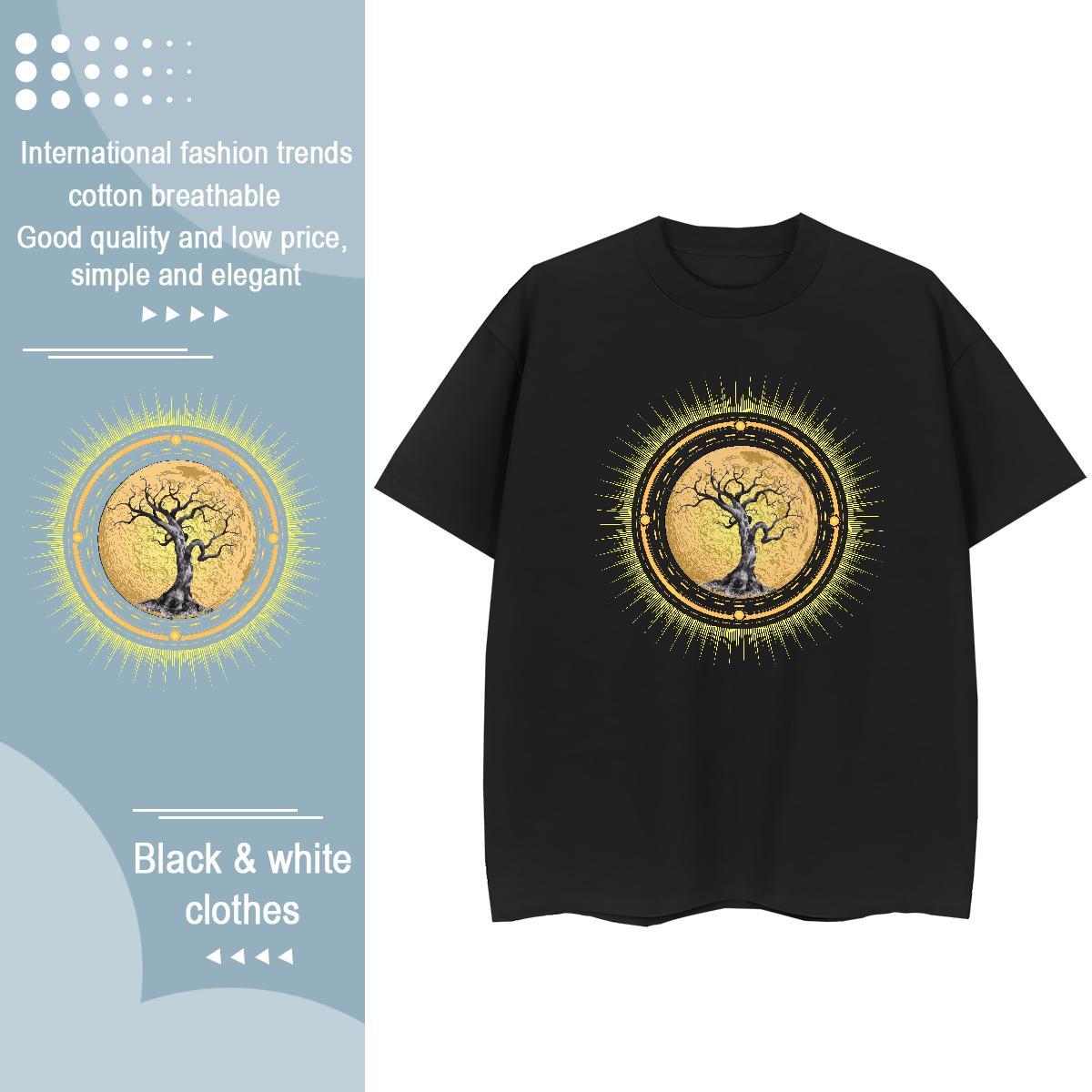 Fashion Casual Mens Tshirts tree Sport 100% Cotton 230g Tops Breathable Crew Neck Loose Men T Shirts DIY