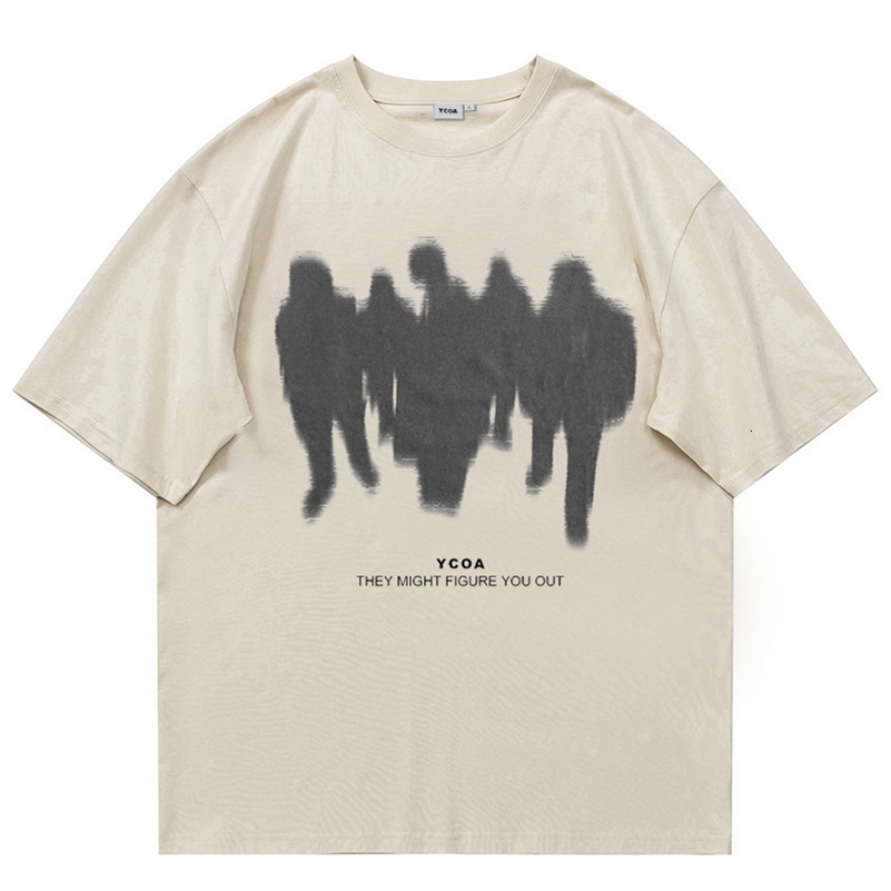 Mens T-Shirts Oversized Shadow Cotton Harajuku Goth Y2k Streetwear Tops Short Sleeve Korean Fashion Hip Hop Aesthetic Clothing 240819