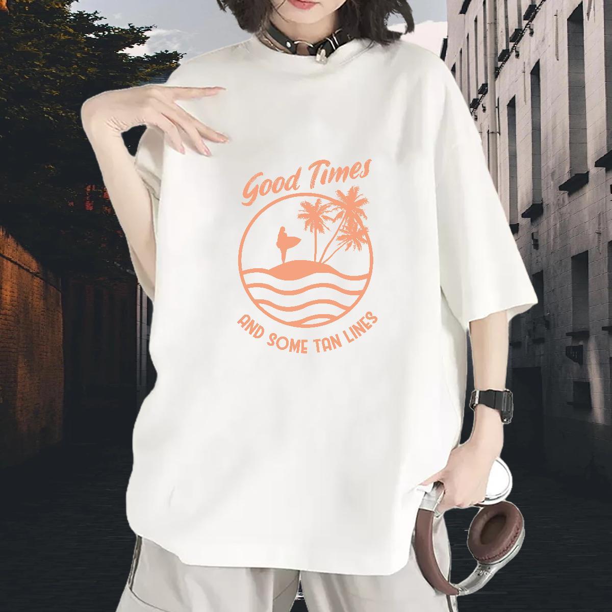 2024 Designer Womens Tshirts High Street Hip Hop Breathable Short Sleeve Tee Shirt Wholesale 230g Pure Cotton wave Custom Cartoon Womens T Shirts