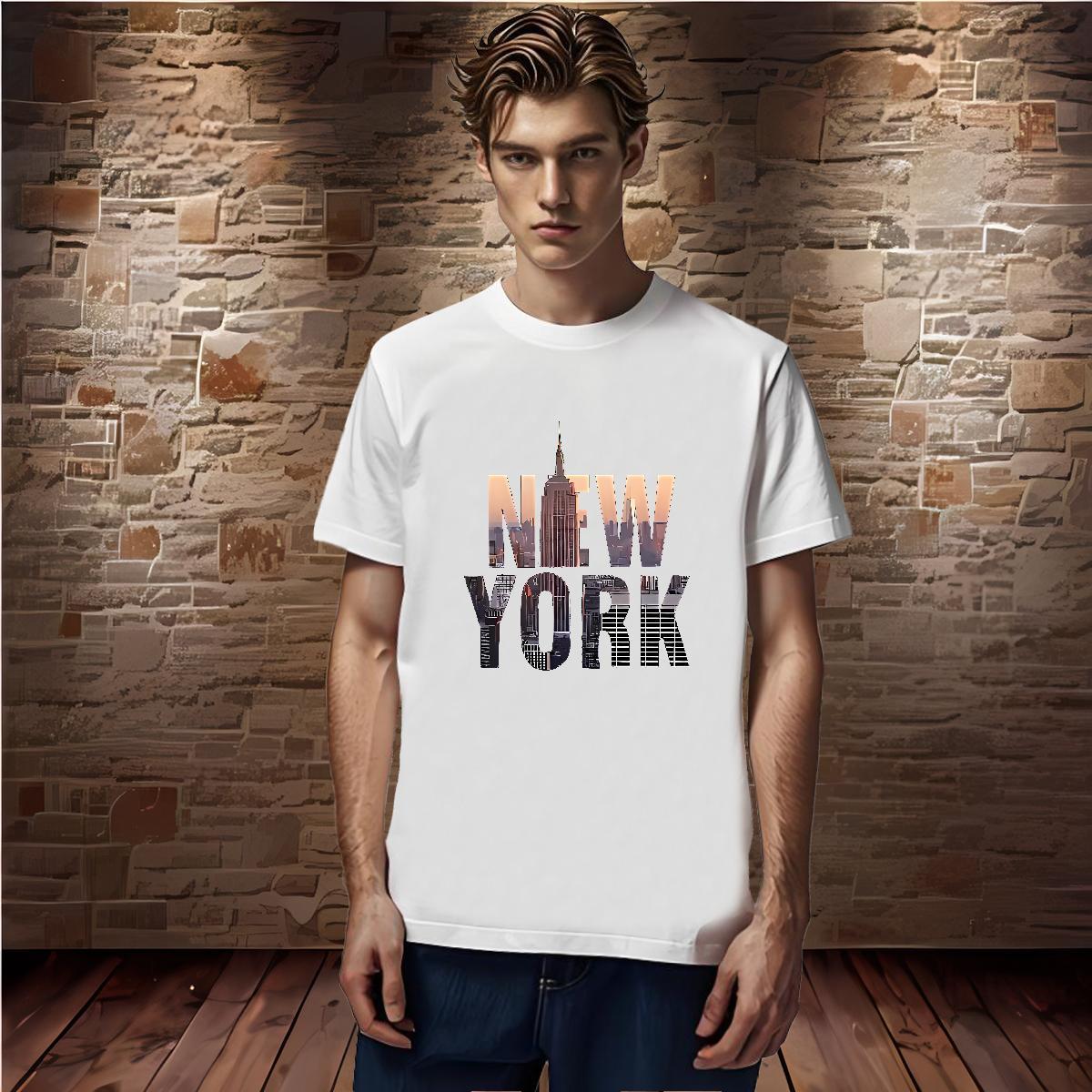 Popular New York T-Shirts Daily Wear Men Tees 100% Cotton 230g Wholesale Breathable Short Sleeve DIY Tops Shirt