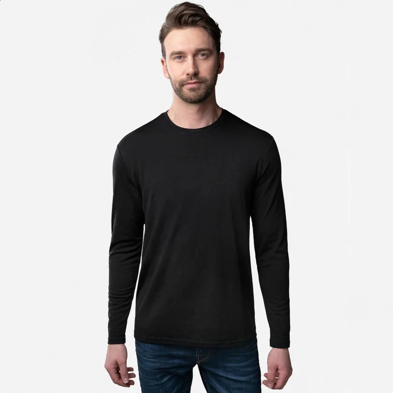 100% Merino Wool men long sleeve T Shirt Thermal Base Laye Wool Shirt 200gsm Wicking Breathable Anti-Odor 240820