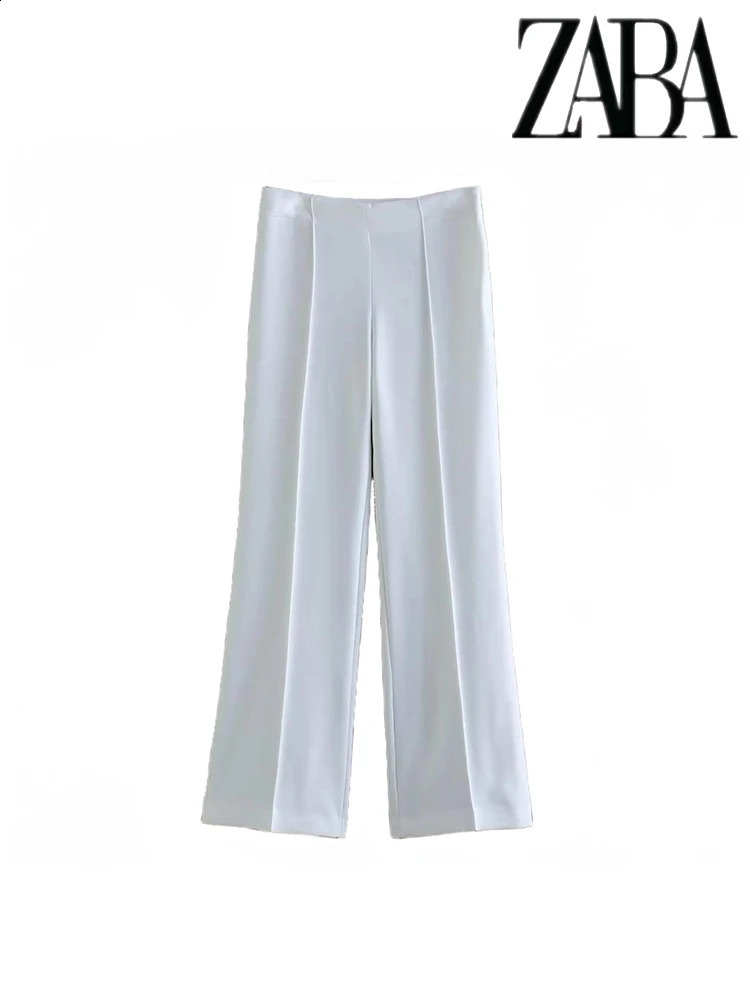 TRAF Womens Street Casual Suit Set Belt Decoration V-Neck Blazer Simple High Waisted Wide Leg Pants Set Sexy Womens Suit 240820