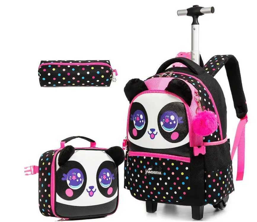 Kids Backpack with Wheels 3 pcs School Rolling Backpack for Girl Roller Backpack On Wheels Elementary Students Carry on Trolley Y240820