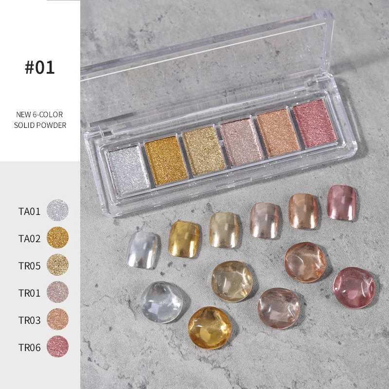 6 Colors Gold Silver Mirror Powder Solid Metallic Effect Nail Art Glitter Polish Rub Dust Pigment Manicuring Art DecorationXJ240815