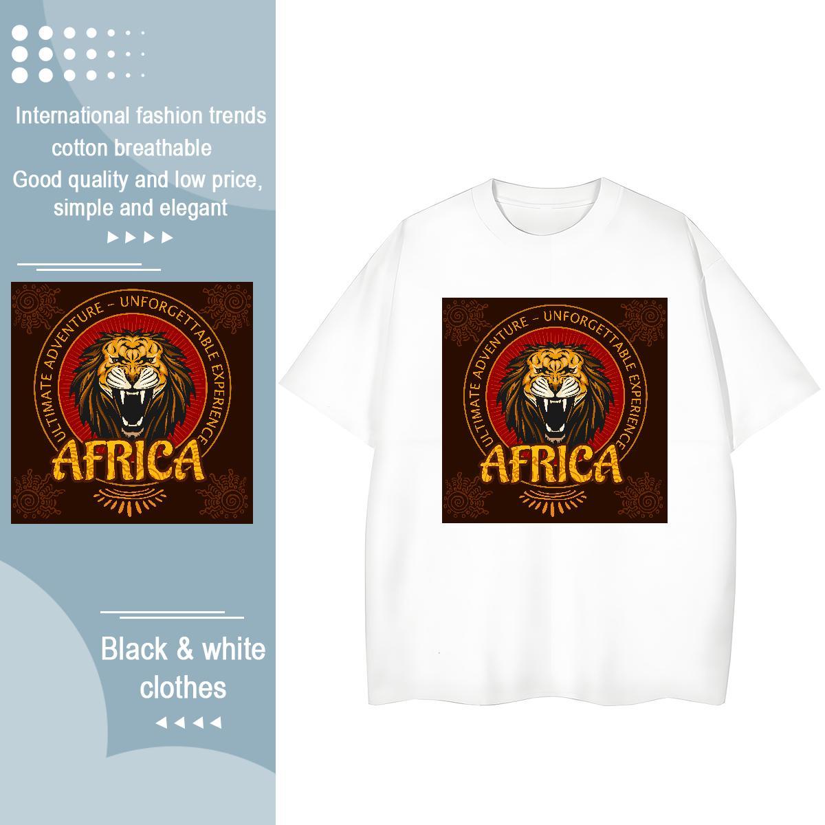 High Quality Men T Shirts lion Round Neck Short Sleeve Sport Black Oversized 100% Cotton 230g Tshirt for Man Woman 2024 Designer Top Tees