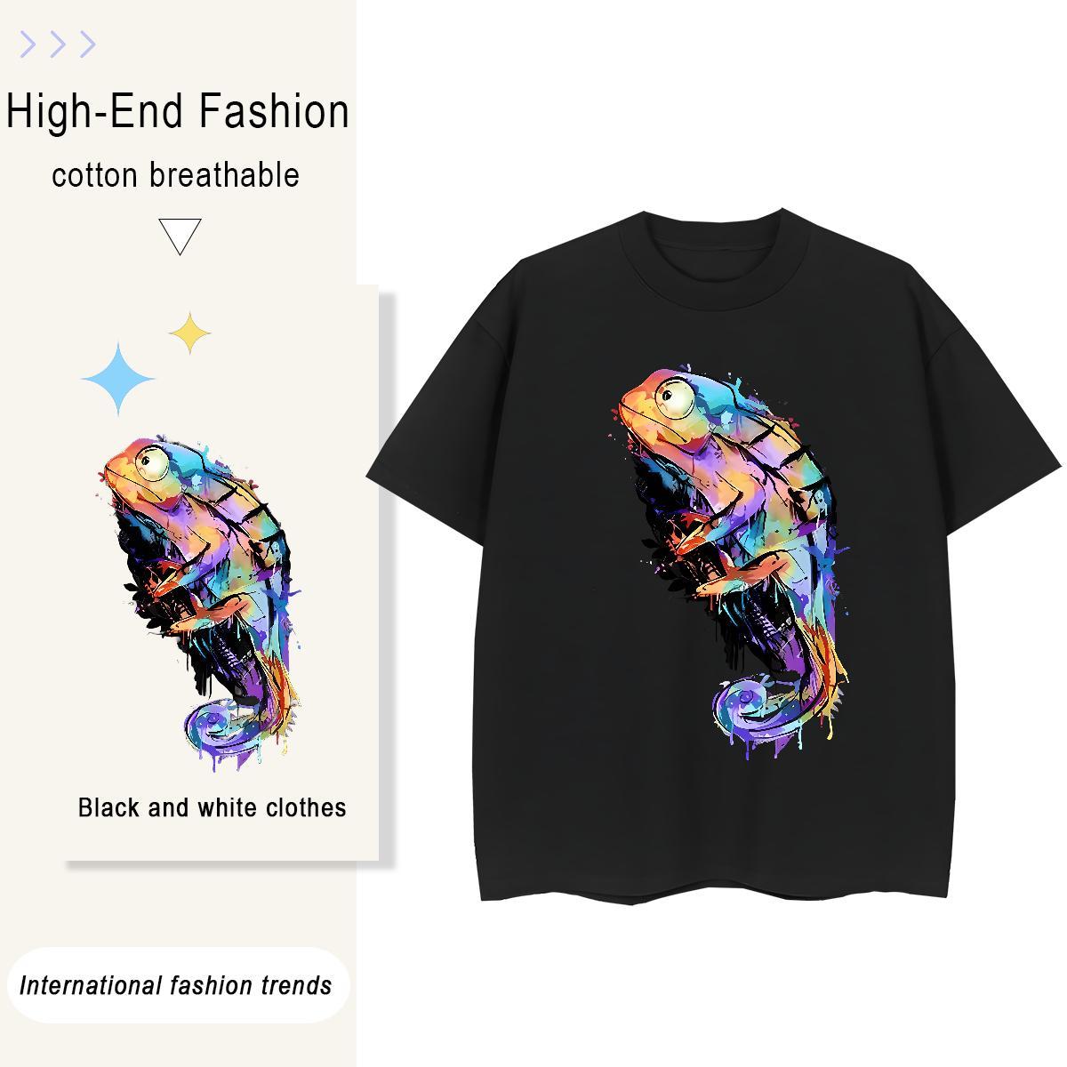 Fashion Casual Men Clothes T-Shirt colorful fish Casual Daily Wear 230g Cotton Tee Shirt Breathable Cool Design T-Shirts for Men Custom Big Size