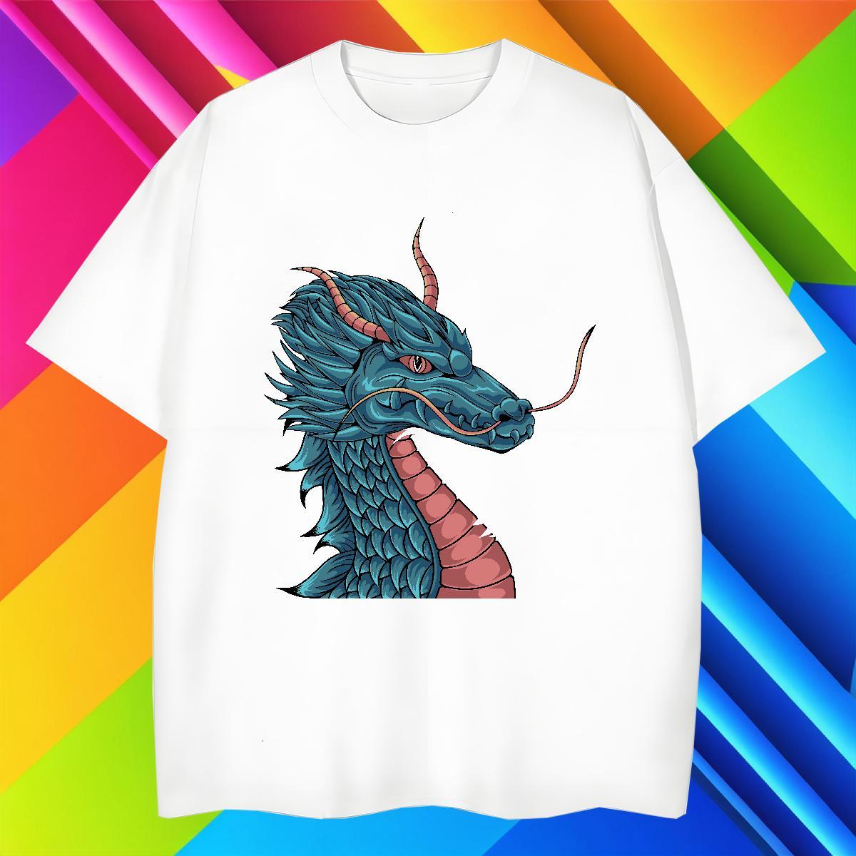 T Shirts Men 230g 100% Cotton dragon Hip Hop Street Breathable White Plus Size Mens Tshirts Free Shipping High Quality Tops