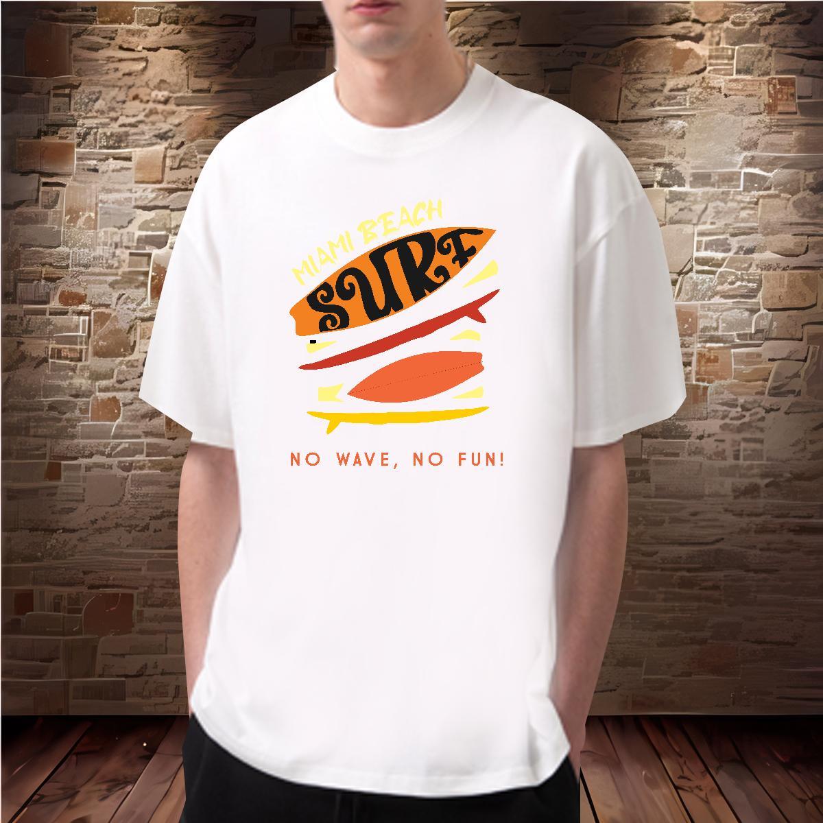 Wholesale wave 230g Pure Cotton Tshirt for Man Woman Casual Daily Wear Breathable Short Sleeve T-Shirts for Men Factory Direct Custom Cartoon Clothing