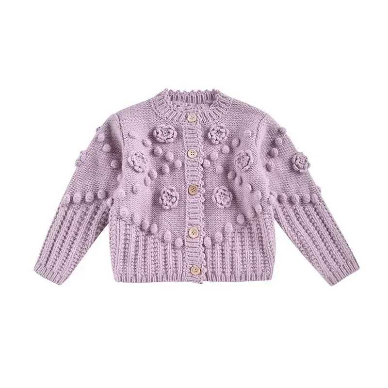 Kids Sweater 2024 Autumn/Winter New LM Girls Flower Embroidered Sweater Long Sleeve Cardigan Sweater Embroidered PantsXJ240819