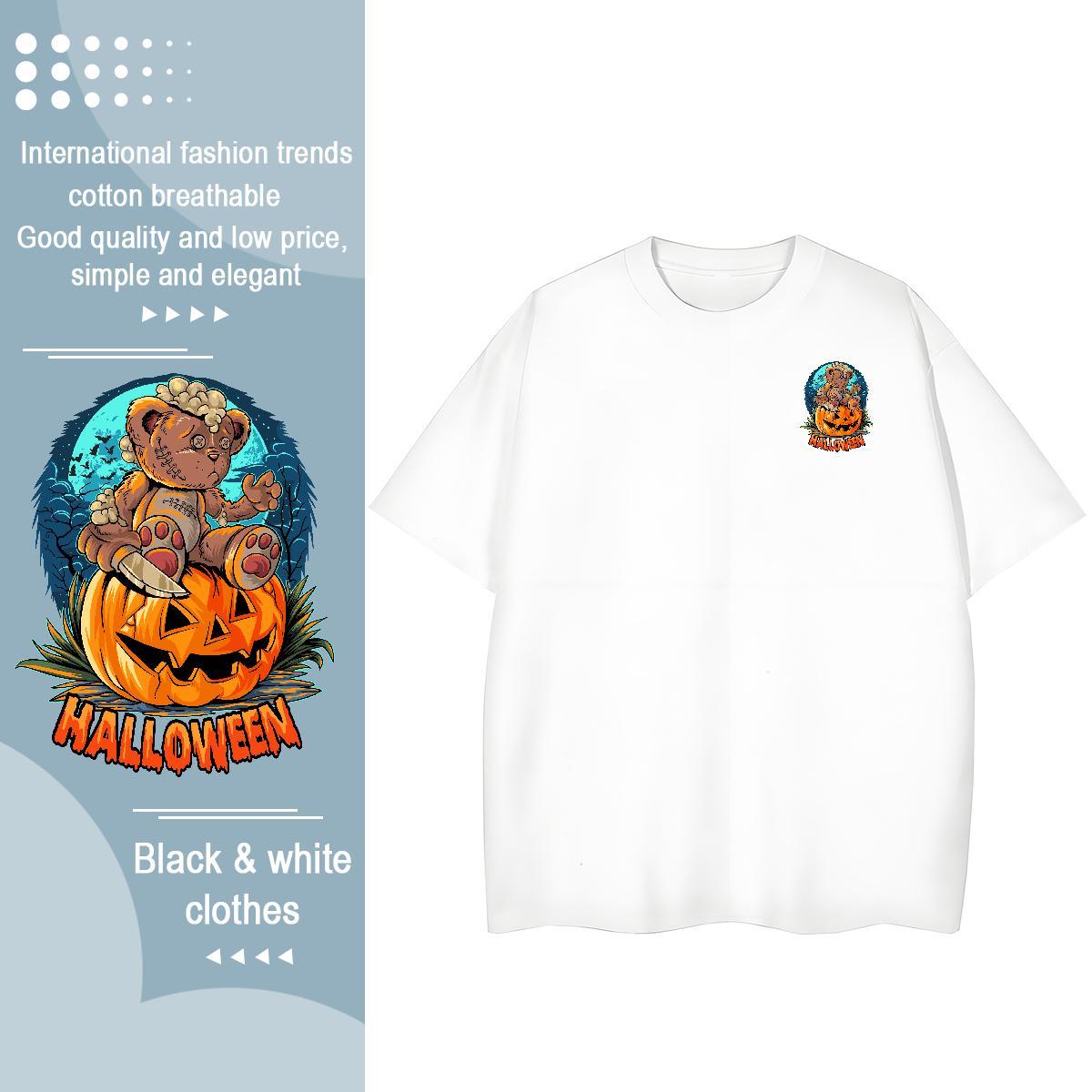 DIY Customized Men Clothes T-Shirt pumpkin Home Outdoor 230g Pure Cotton Tshirts O-Neck Short Sleeve TOP Quality T Shirts Men Custom Anime