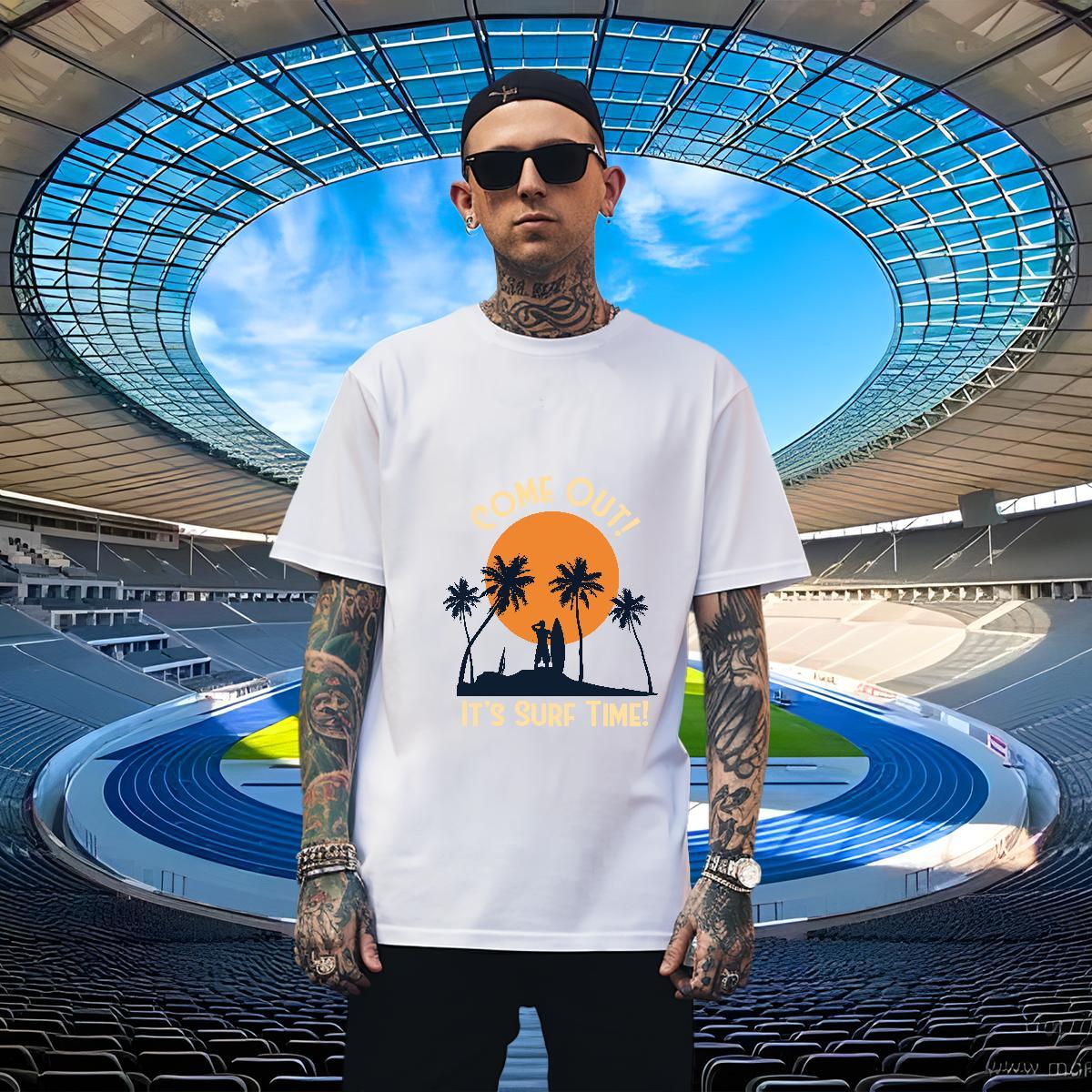 Wholesale Men Clothes T-Shirt Beach 230g Cotton Custom Printed Breathable Short Sleeve man T-Shirts for Men Stylist Tops Shirt