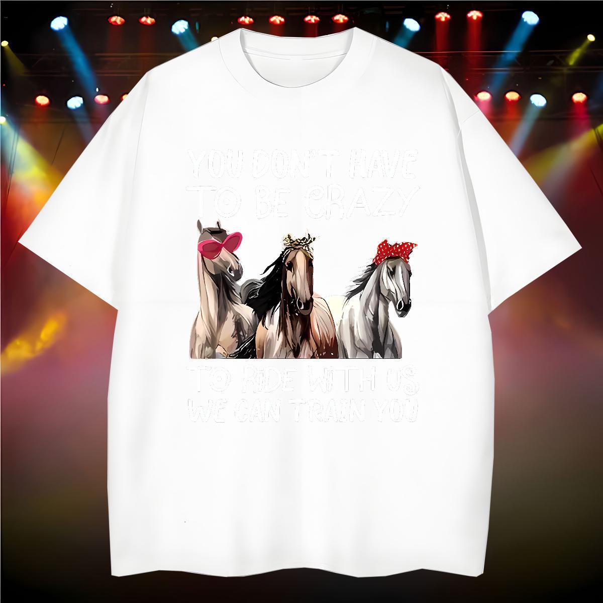 Comfortable T-Shirts horse Breathable Short Sleeve Spring Summer Custom Print Oversized 230g Cotton Mens Tshirts Factory Direct Polos