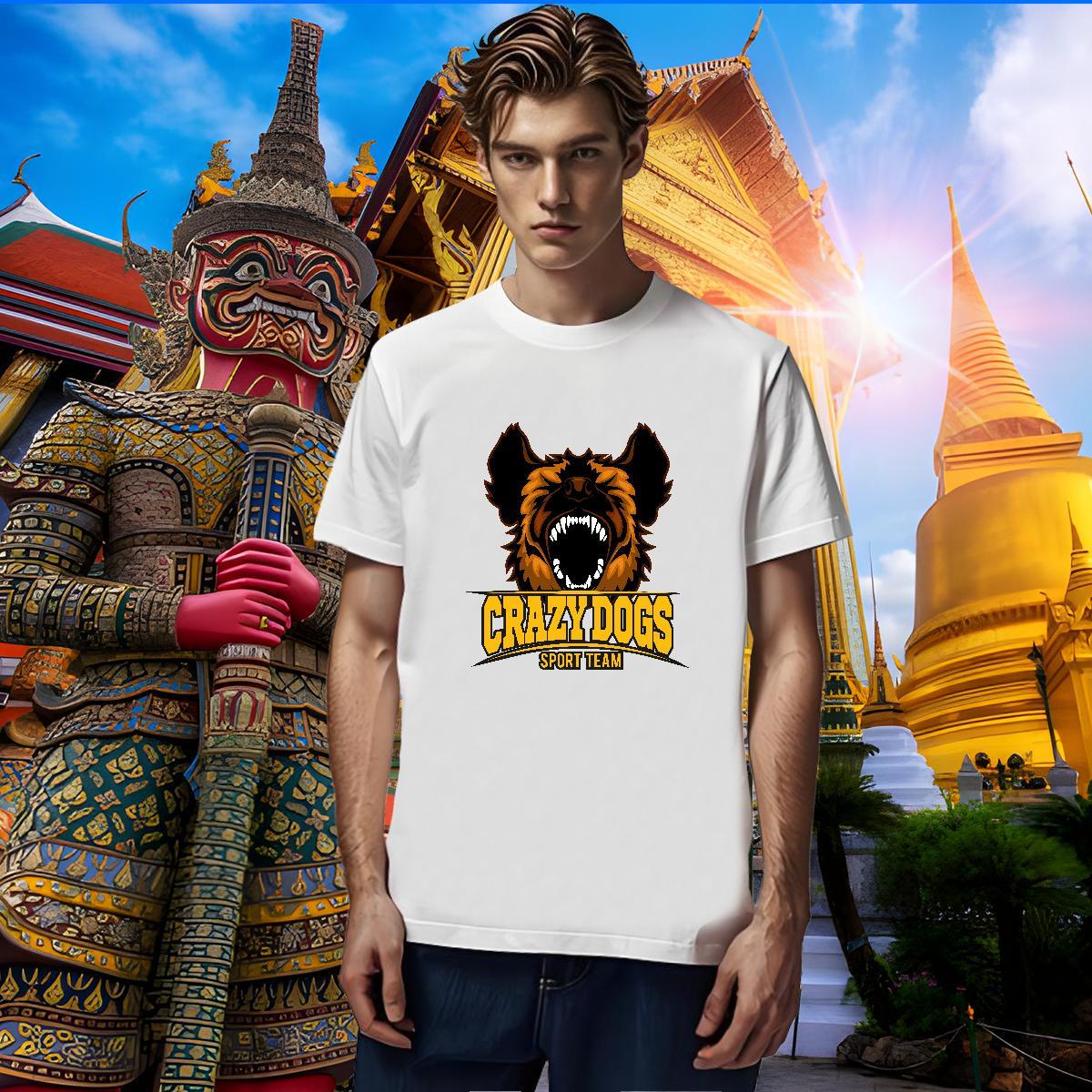 TOP Quality Mens T Shirts crazy dog Breathable Short Sleeve Anime Printing Street Cartoon Print 230g 100% Cotton Men Tshirts New Designer Polos