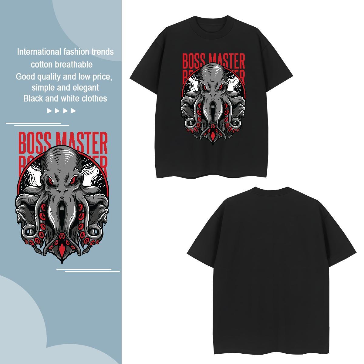 Designer Terror octopus 100% Cotton 230g Mens Tshirts Casual Pure Cotton T Shirt For Man Fashion Casual Oversized 3XL 4XL Tops Shirt