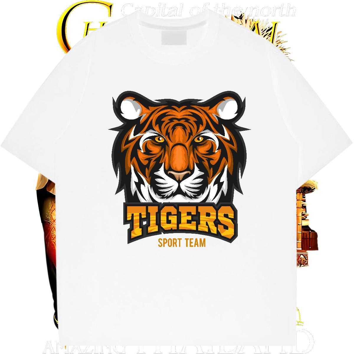Unisex T-Shirts for Men tiger O-Neck Short Sleeve Casual Daily Wear Customized Print 230g Pure Cotton Men Clothes T-Shirt Classic Tees