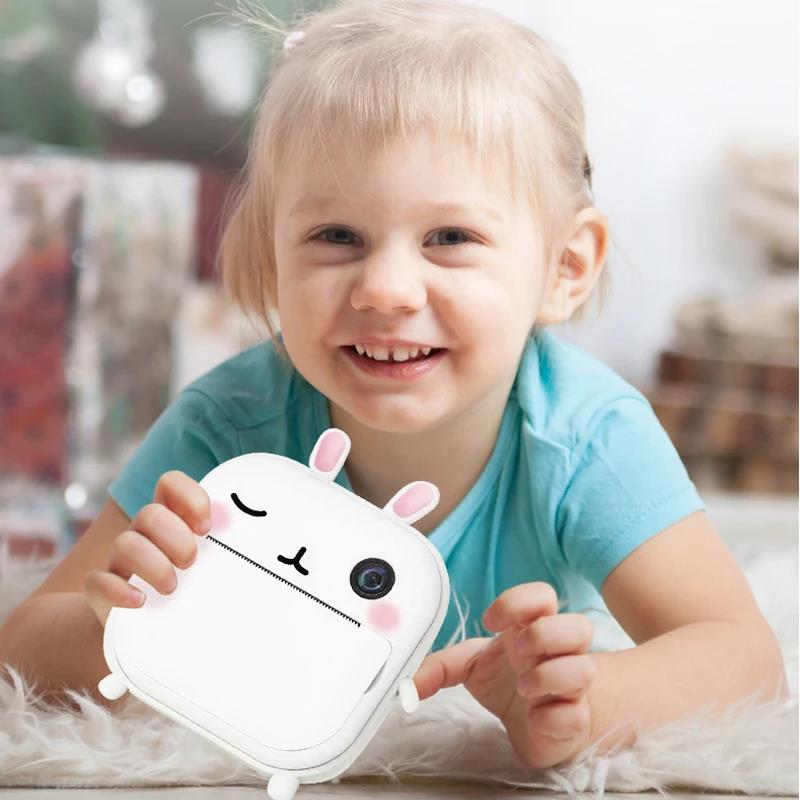 Kids Toy Camera Instant Printer Mini Thermal Printing Instax Cameras Digital Photo Child Drawing HD Video Birthday Christmas Gift Cute Animal Cartoon 
