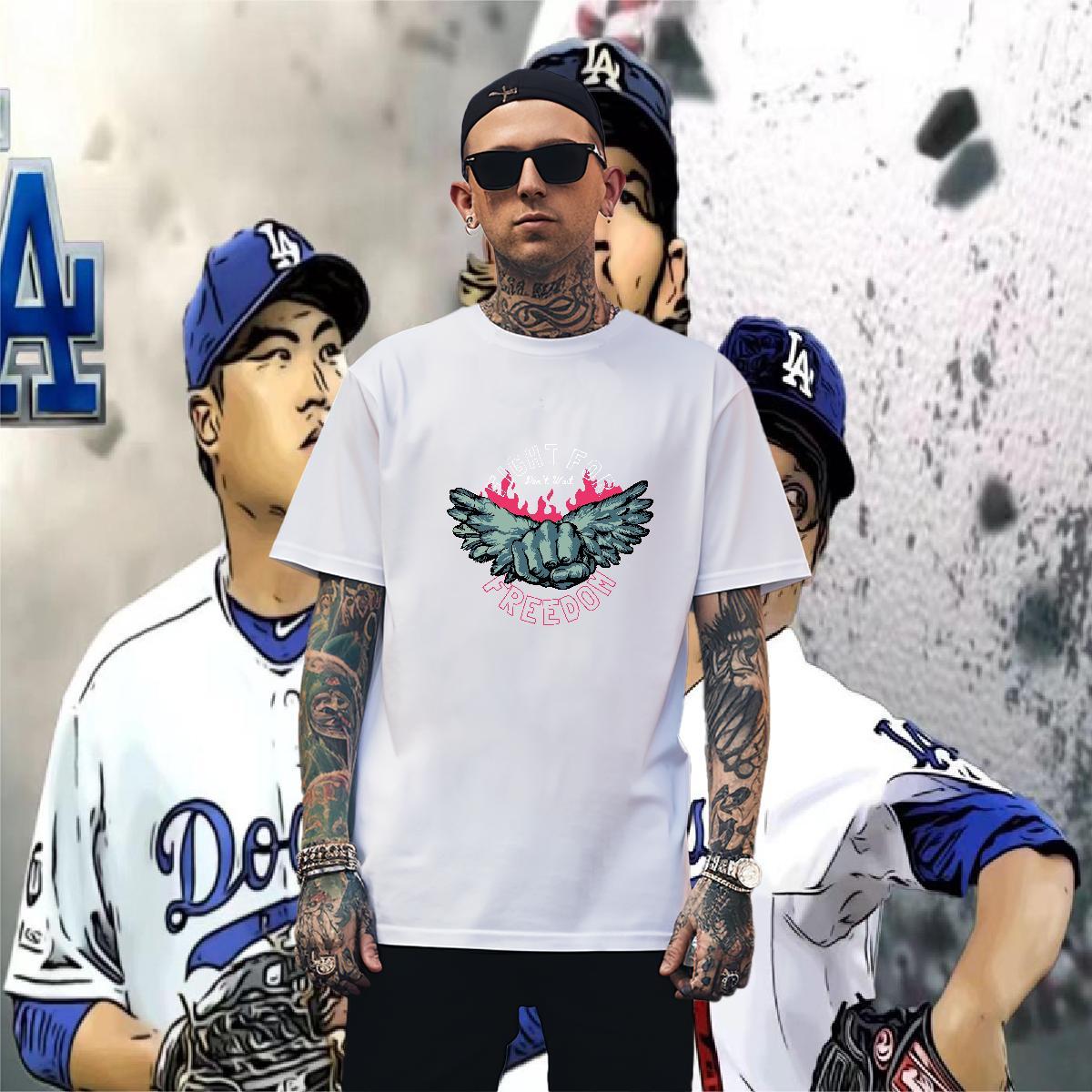 Man T Shirts 230g Cotton wing Hip Hop Street Breathable Soft Plus Size Custom Men Tees Designer Unisex Tops Tees