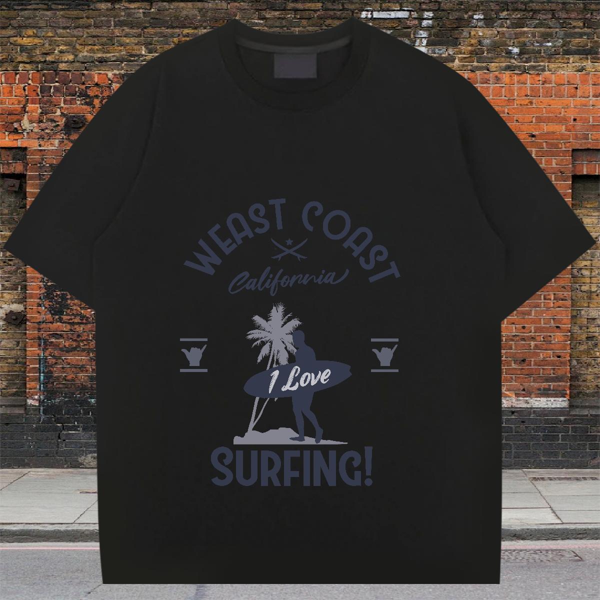Designer Tshirts Daily Wear 230g 100% Cotton Floral Print Breathable Short Sleeve sea Men T Shirts Wholesale Tee Shirt