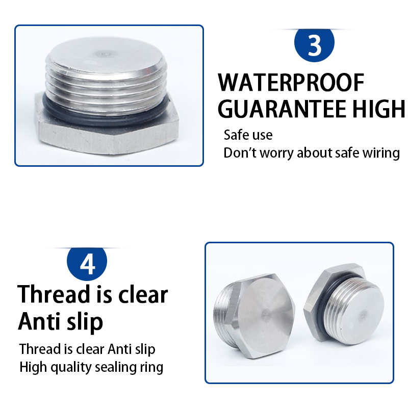 External thread plug M-G-NPT 304 stainless steel explosion-proof, waterproof, dustproof plug cover metal solid joint