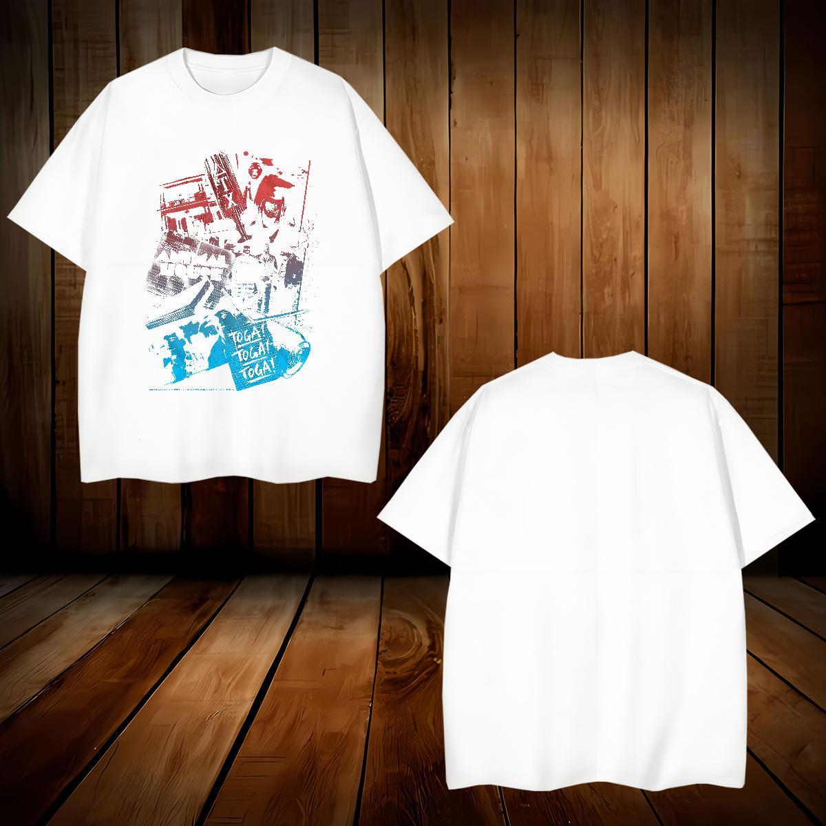 T Shirts Men 230g Pure Cotton scary High Street Hip Hop Round Neck Short Sleeve Custom Anime Mens Tshirts 2024 DIY Free Shipping Tees