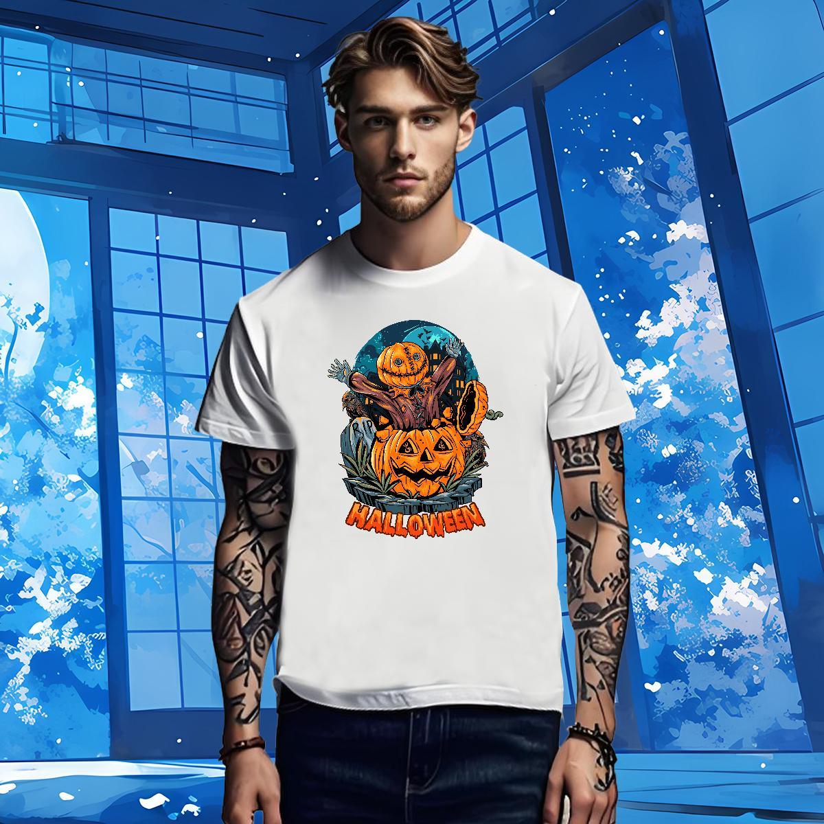 2024 Designer Mens Tshirts pumpkin Summer Casual 230g Pure Cotton Tops Breathable Soft Free Shipping T Shirts Men DIY Printed