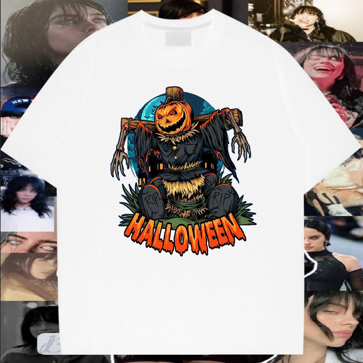 Classic pumpkin Men Clothes T-Shirt 230g 100% Cotton Men T Shirts Cartoon Print Beach Short Sleeve Soft Free Shipping Tops