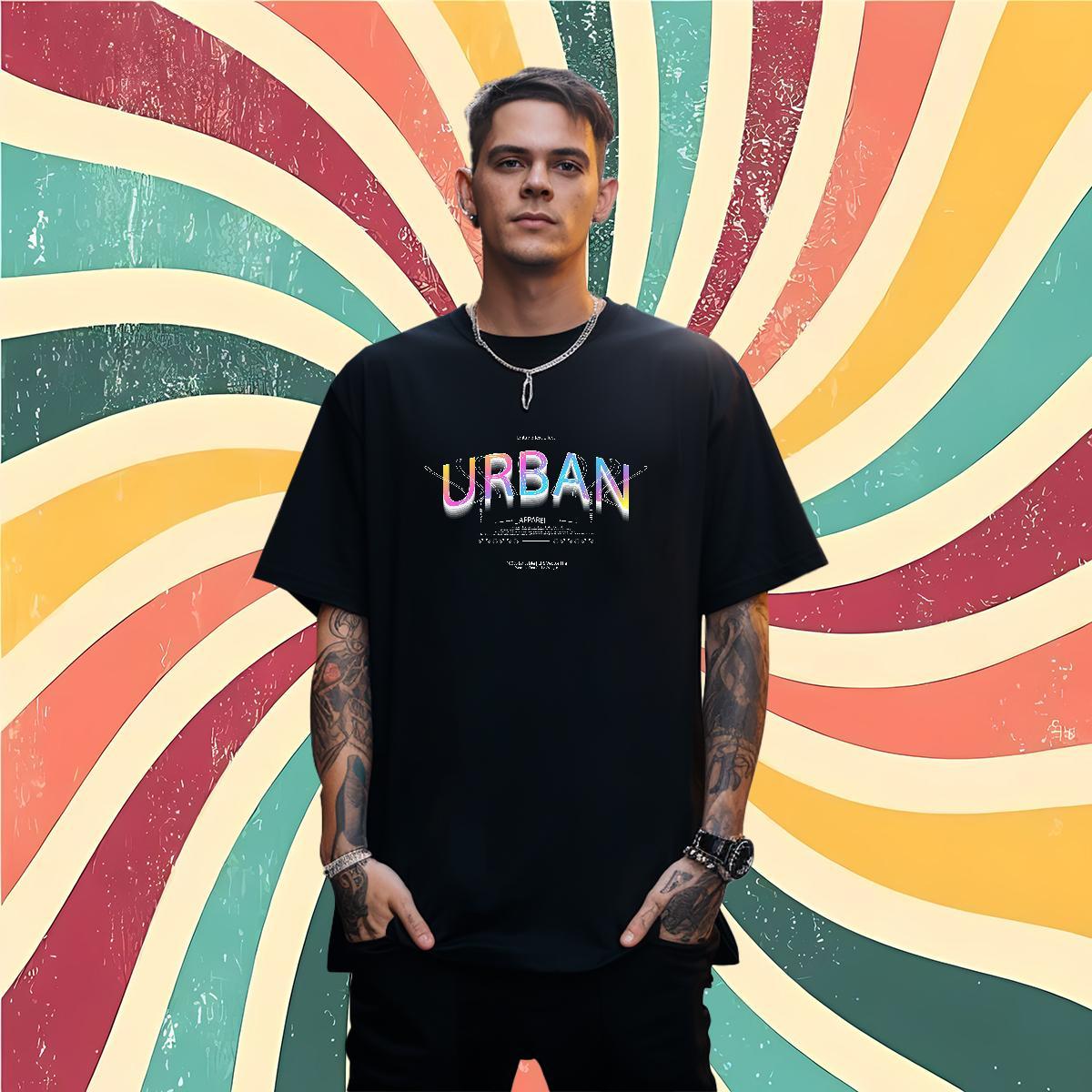 Brand URBAN 230g Pure Cotton Couples T Shirts Summer Casual Breathable Short Sleeve Man T Shirts Fashion Design Plus Size Cartoon Tops Tees
