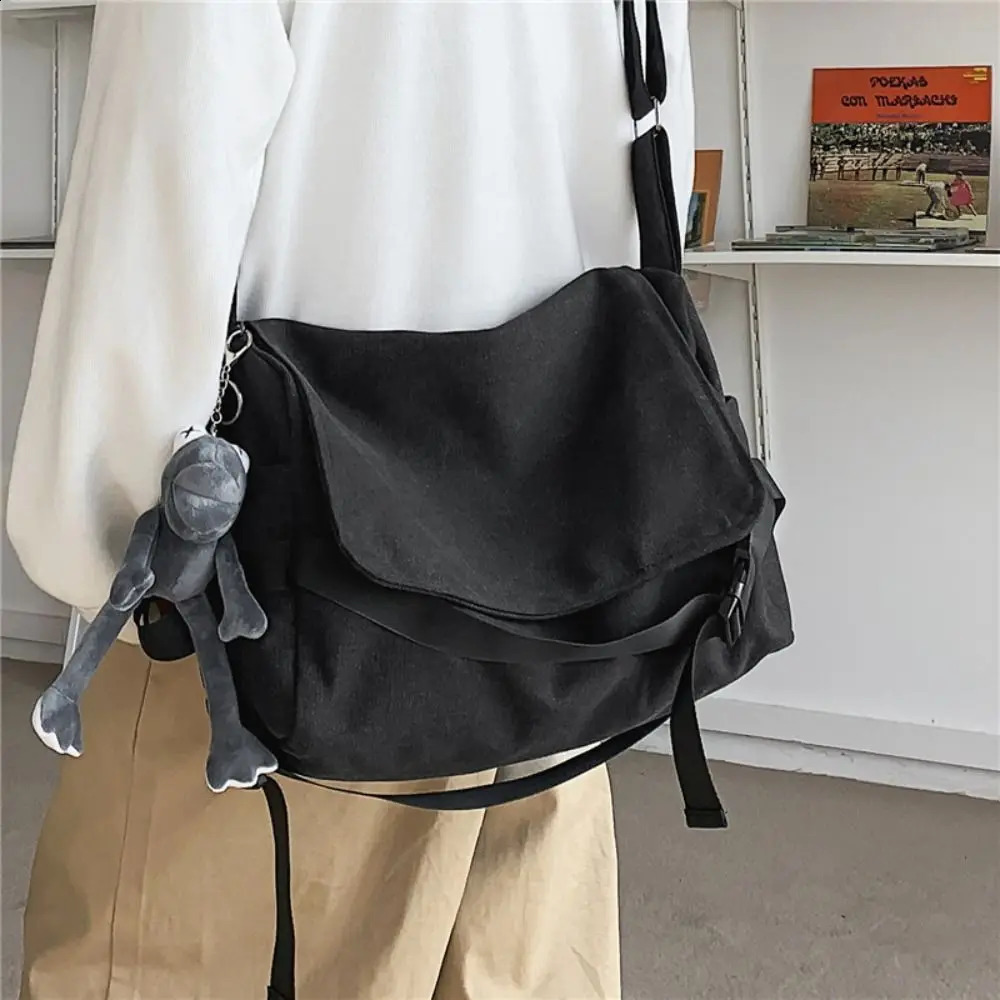 Mens and womens cross canvas handbag unisex large capacity backpack A4 canvas backpack 240819