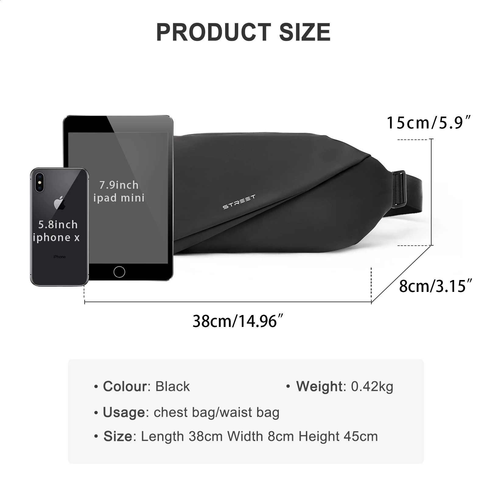 Sling Bag for Men Shoulder Backpack Small Cross Body Chest Sling Backpack Travel Hiking Waterproof Casual Fashion Chest Bag 240819
