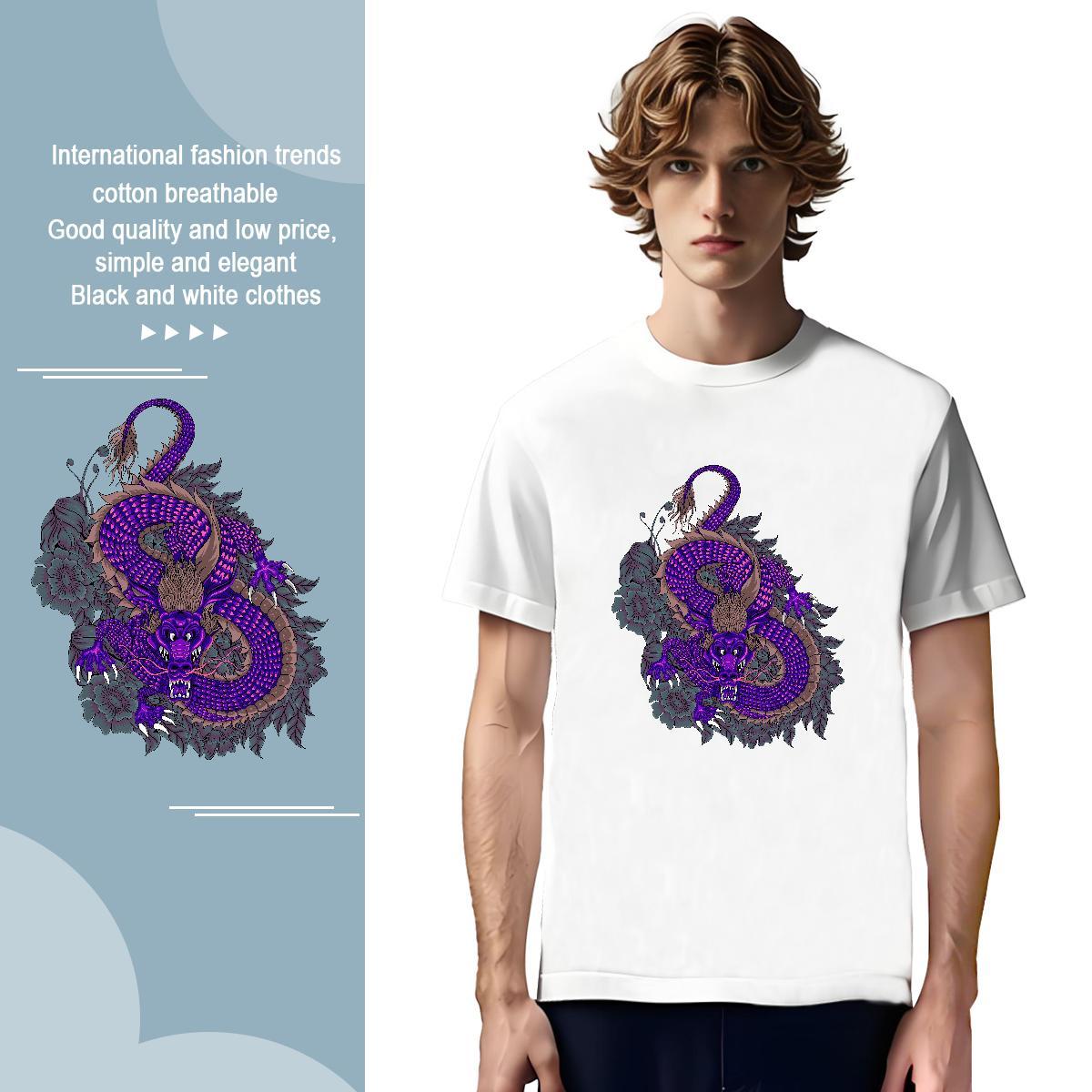 T shirt 100% Cotton 230g dragon Casual Daily Wear Breathable Soft DIY Printed Tshirts Brand Designer Tops