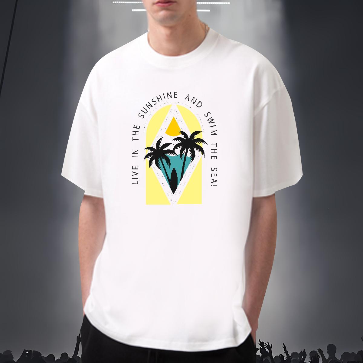 Designer sea 100% Cotton 230g Couples T Shirts Sports Casual Round Neck Short Sleeve T Shirts Men Brand Customized Tops Tees