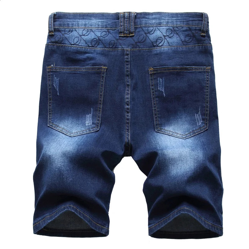 Multi pocket zipper retro mens jeans summer denim shorts stretch straight casual gray blue 240819