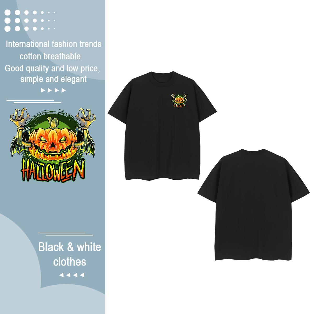 Fashion Casual Tshirt for Man Woman Halloween Hip Hop Street 230g Cotton Tees Shirts Short Sleeve O-Neck Cool Mens T Shirts Asian Size