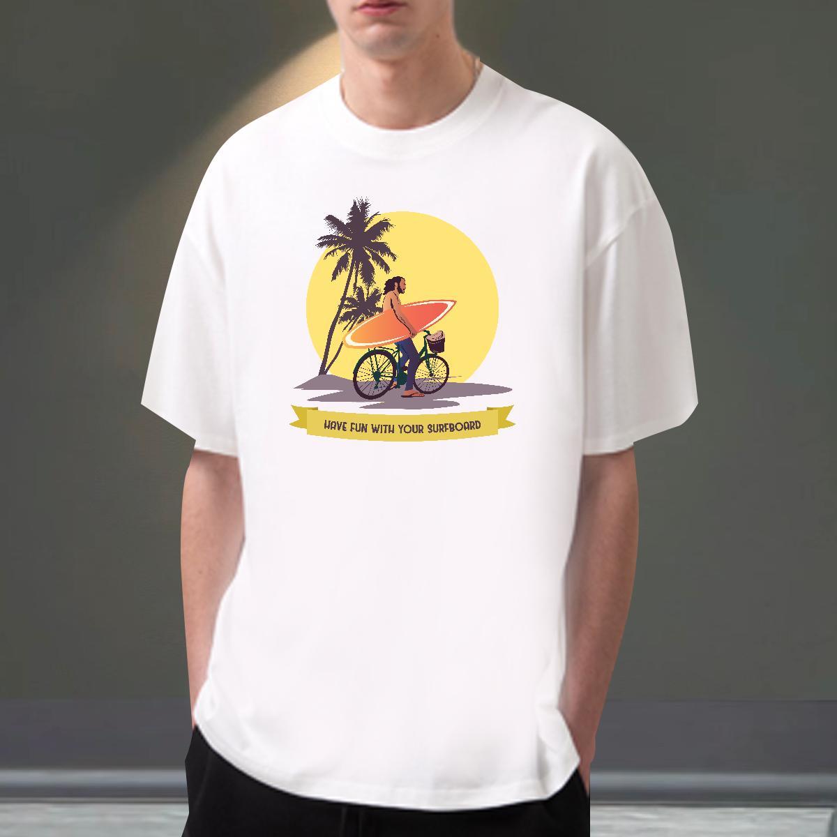 Designer Men Tees Home Outdoor 100% Cotton 230g Oversized 4XL Crew Neck Breathable wave T-Shirts 2024 Summer Polos