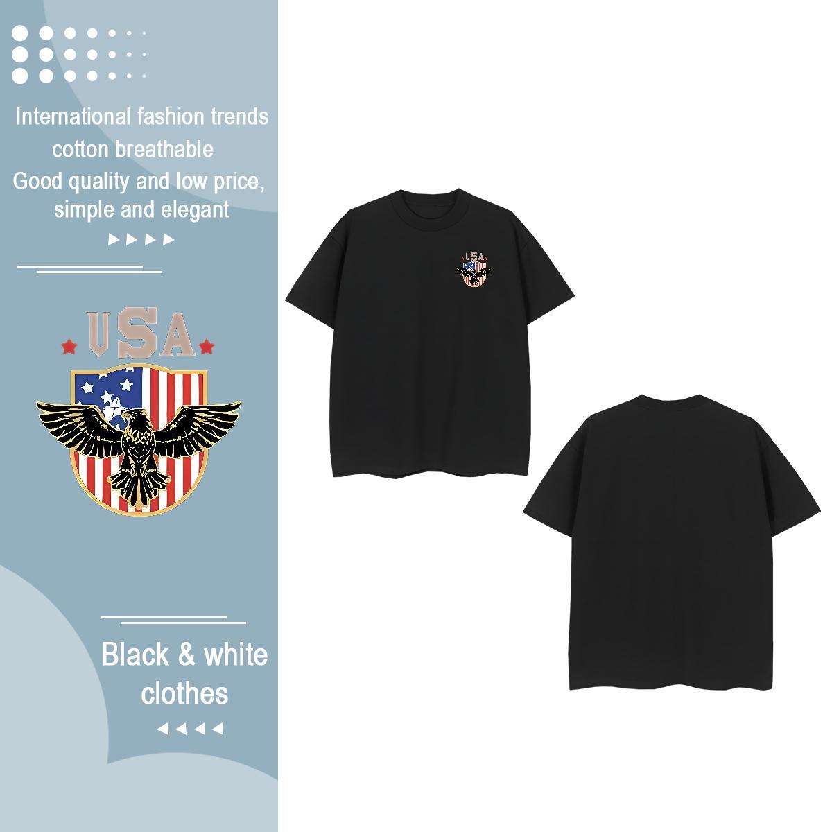 2024 Summer Men Clothes T-Shirt eagle Home Outdoor 230g Pure Cotton Tees Shirts Breathable Soft Men T Shirts DIY Printed